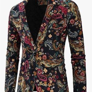 Men's Vibrant Paisley Blazer - Multicolor
